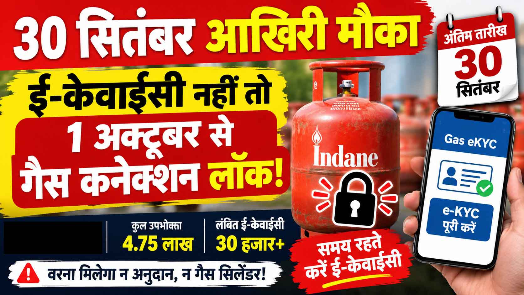 30 सितंबर आखिरी मौका: ई-केवाईसी नहीं तो 1 अक्टूबर से गैस कनेक्शन लॉक!