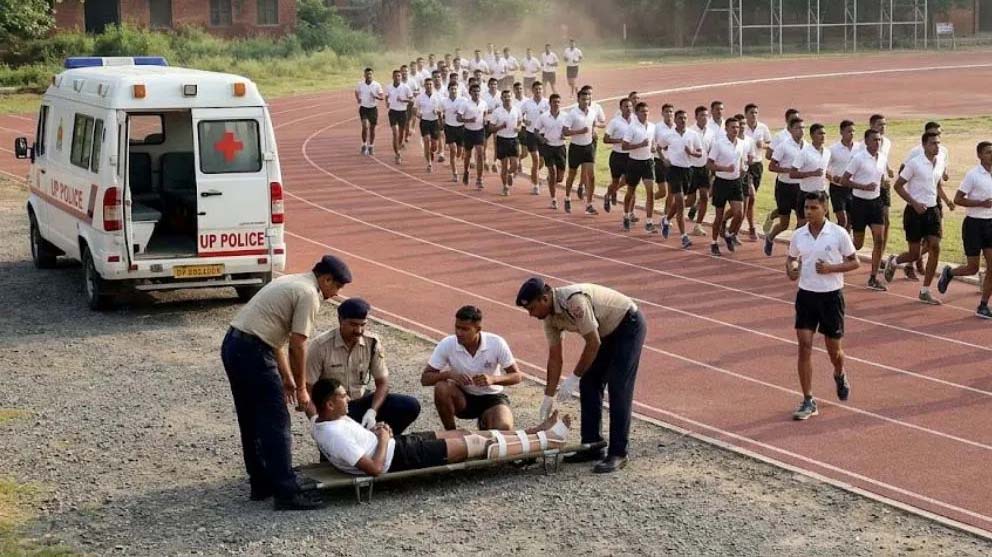 पुलिस भर्ती परीक्षा में तीन अभ्यर्थी चोटिल, एक की तबीयत बिगड़ी