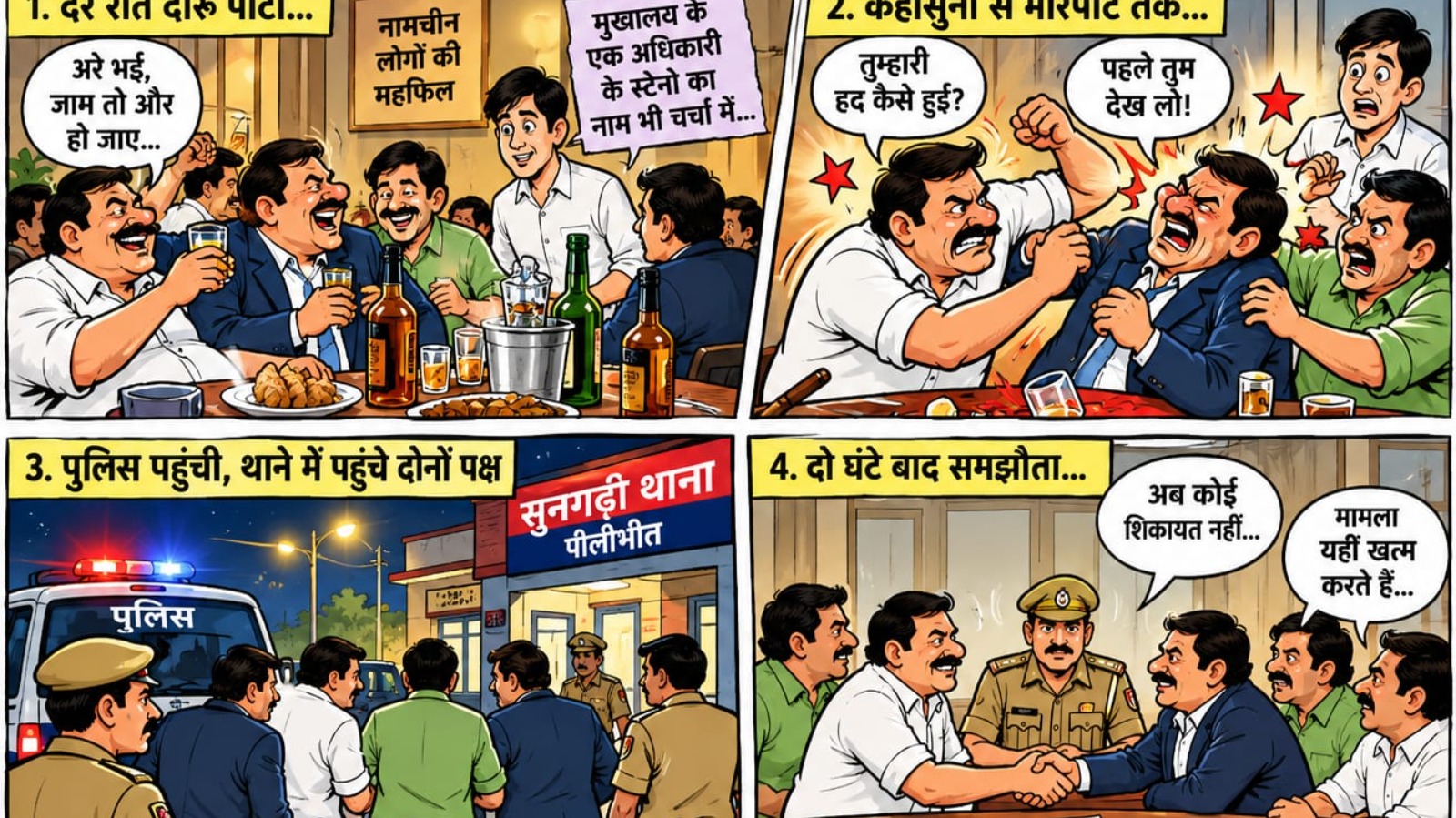 जाम छलकते ही बिगड़ा महफिल का मिजाज,रसूखदारों में मारपीट का विवाद पहुंचा थाने