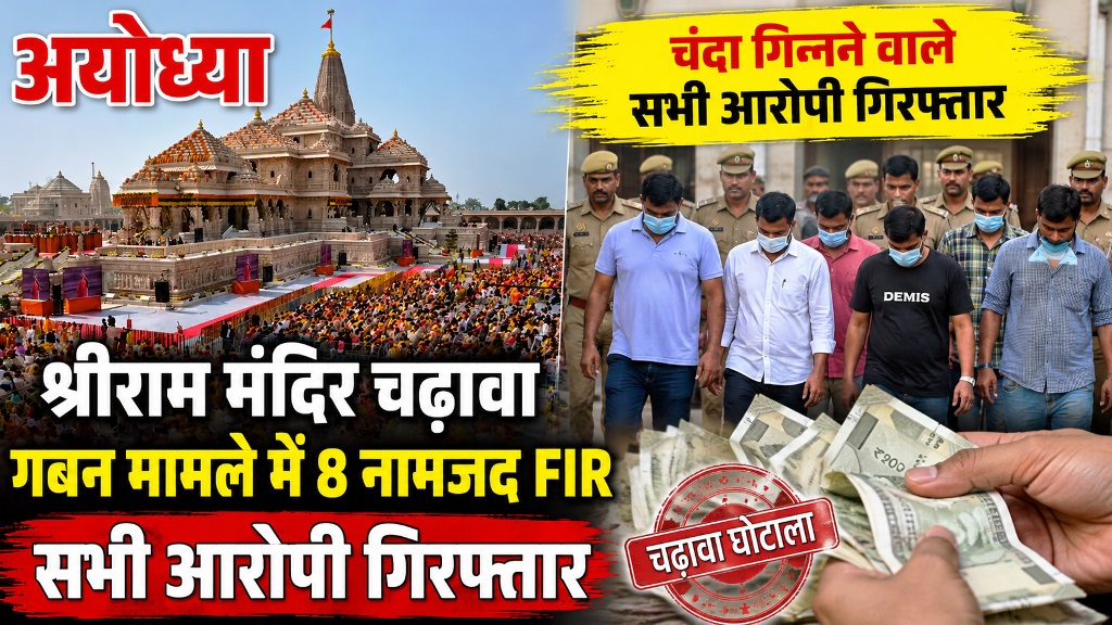 अयोध्या: श्रीराम मंदिर चढ़ावा गबन मामले में 8 नामजद FIR, चंदा गिनने वाले सभी आरोपी गिरफ्तार