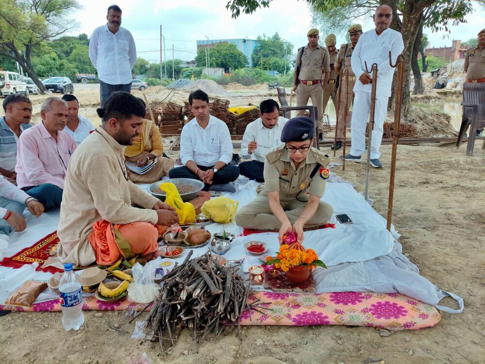 पुलिस अधीक्षक द्वारा थाना रनियां के नवीन भवन निर्माण कार्य हेतु भूमि पूजन किया गया