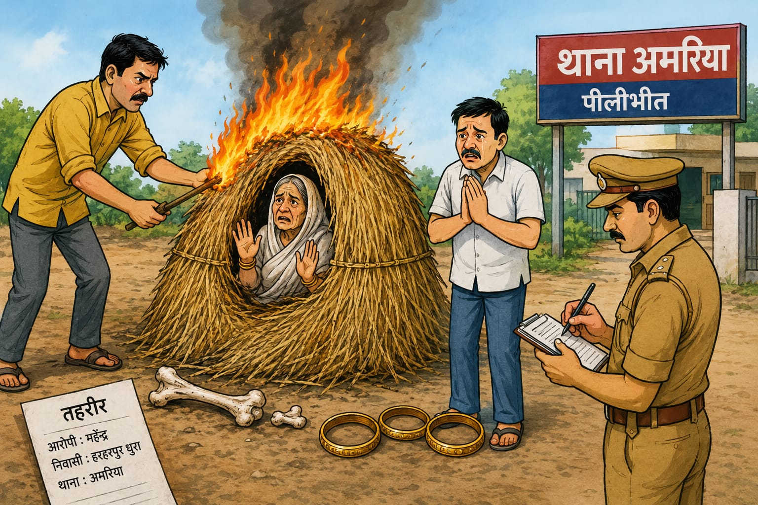रिश्तों को शर्मसार करने का आरोप:दामाद ने सास को भूसे के बोंगे में जिंदा जलाया