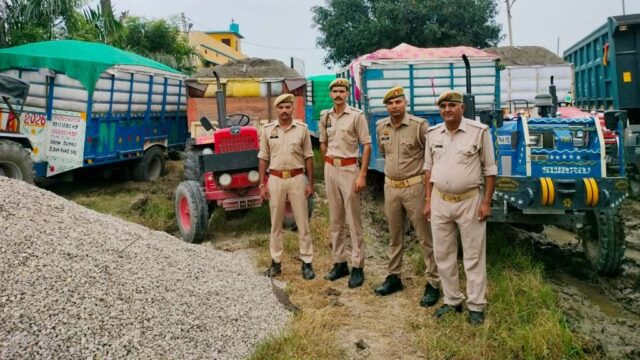 खनन सामग्री ले जा रही 14 ट्रैक्टर-ट्रालियां सीज