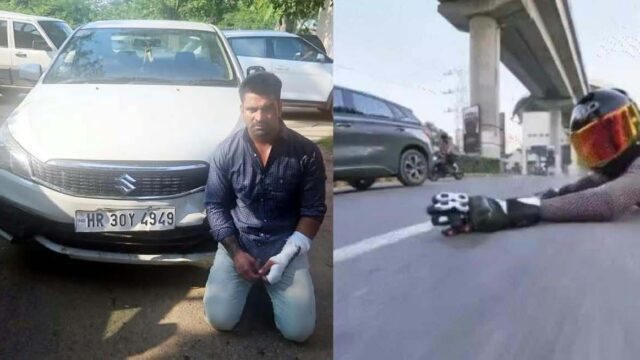 गुरुग्राम में महिला बाइक चालक को कार की टक्कर मारने का आरोपी राजस्थान से व उसका साथी पलवल से गिरफ्तार
